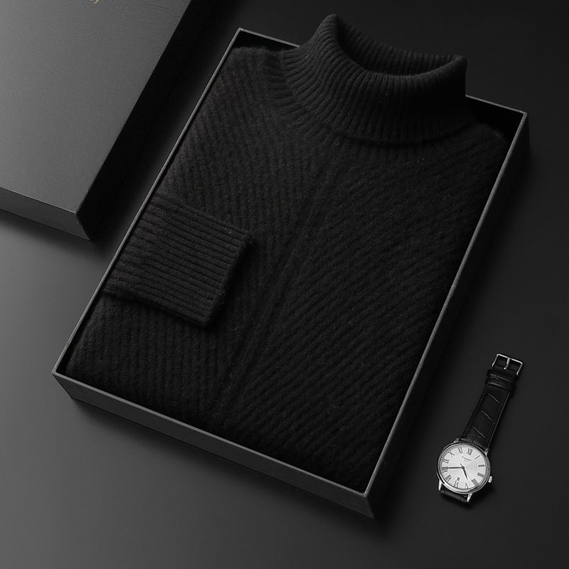 Thickened Turn-Down Collar Thermal Crewneck Cashmere Base Layer Sweater Plus-Size Knitted Pullover