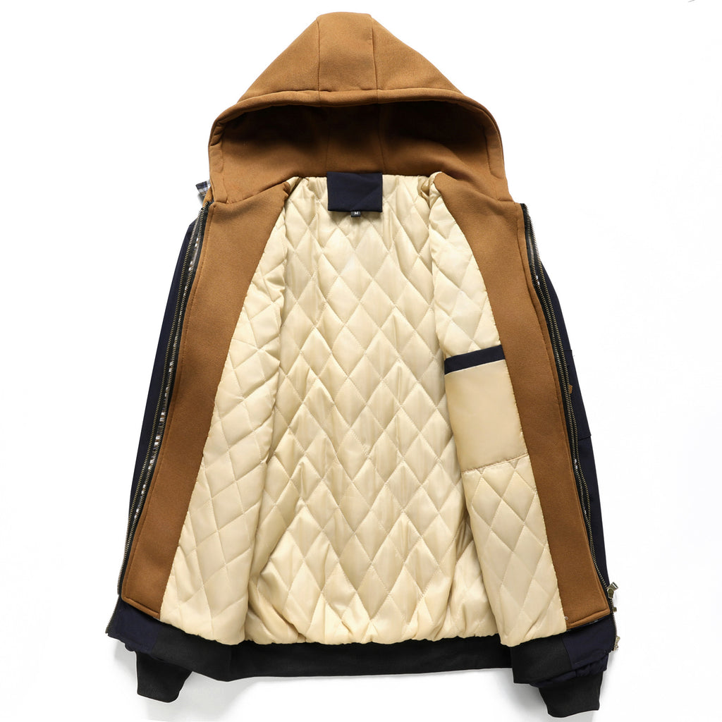 Jacket Outerwear Quilted Cotton Hoodie With Faux Two-Piece Design