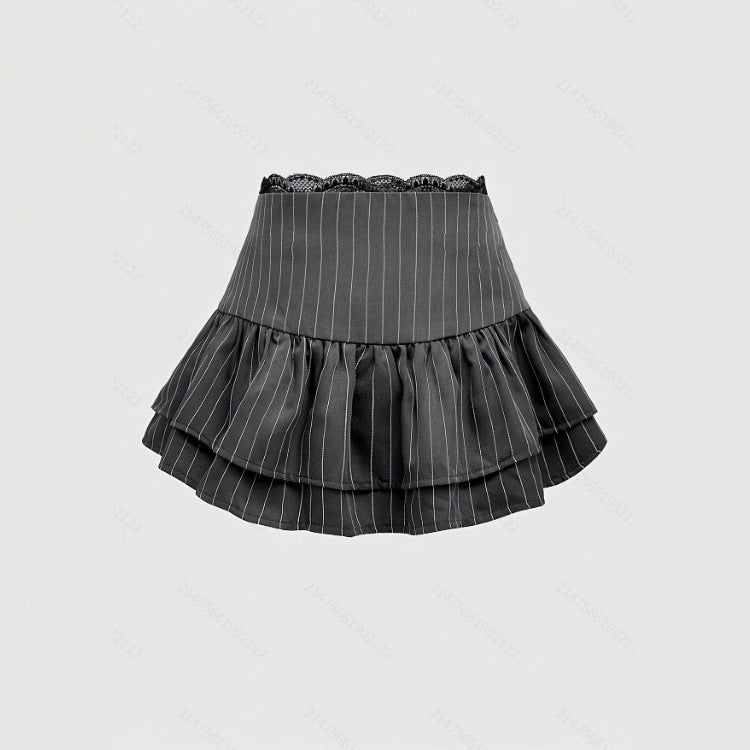 Sweet And Stylish Preppy-style Patchwork Skirt