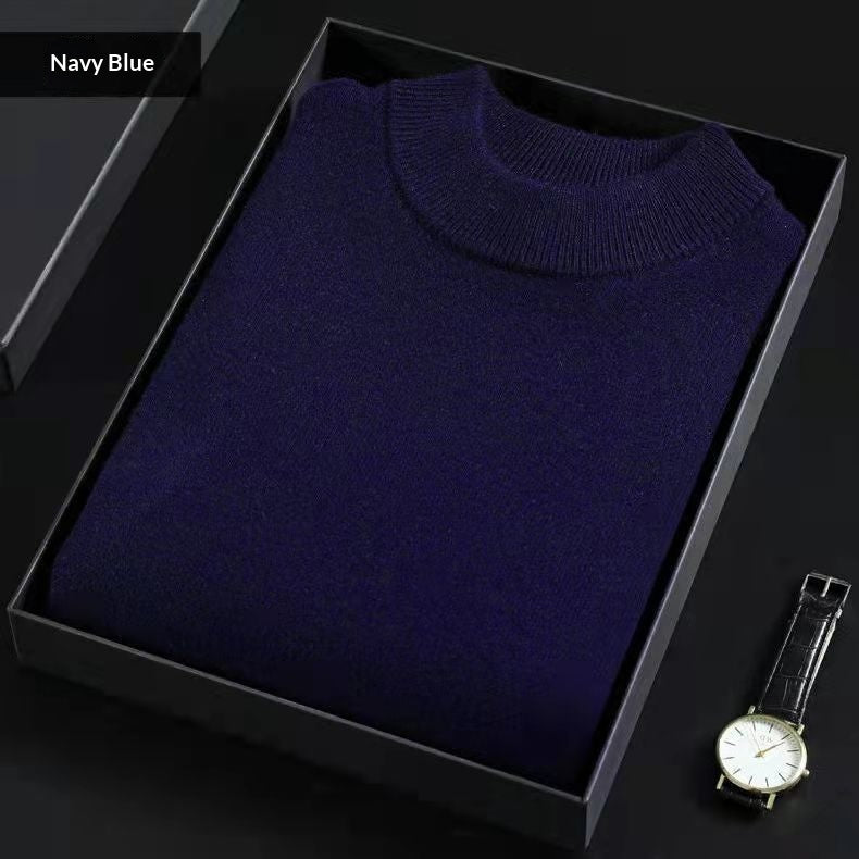 Solid Color Semi High Neck Wool Sweater