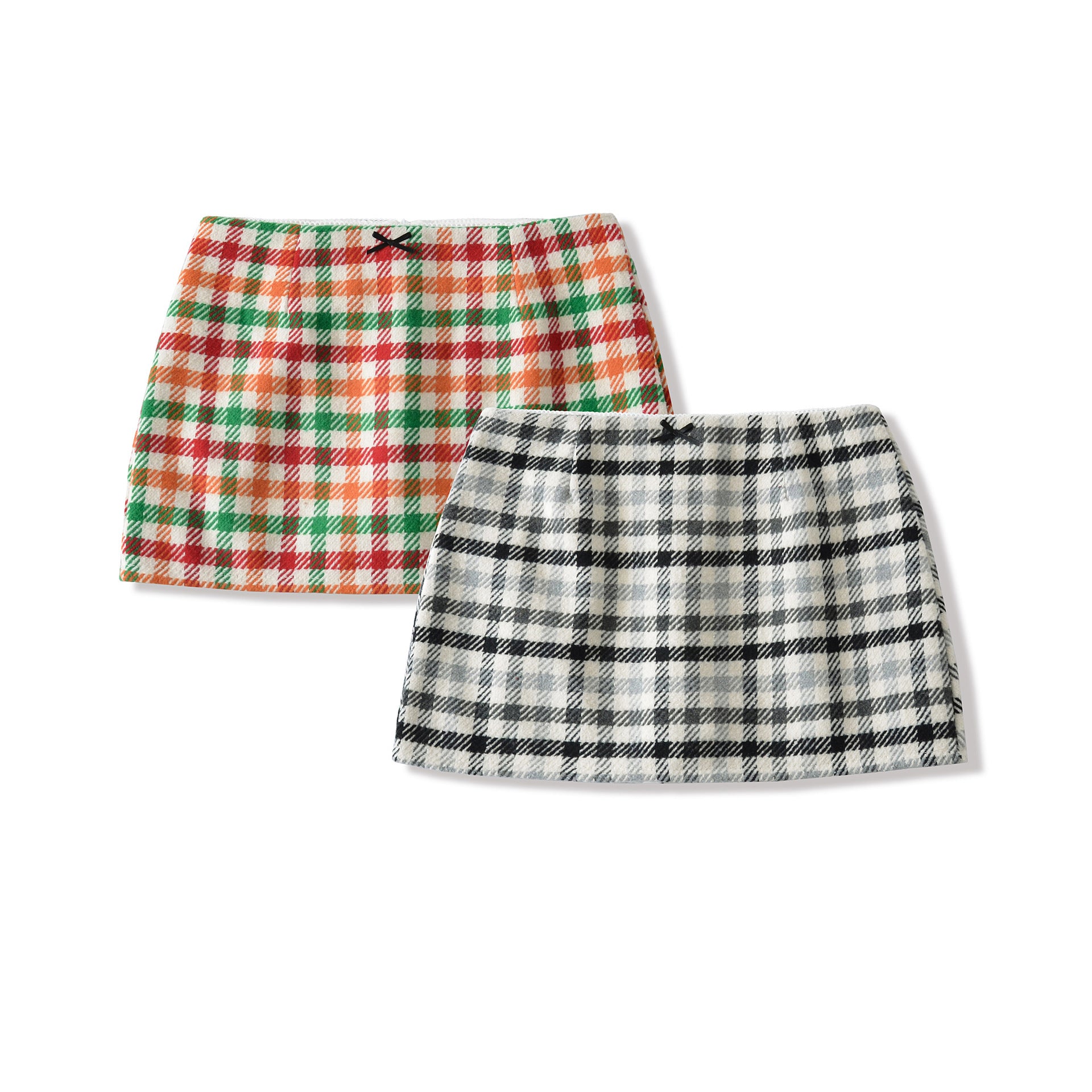 Plaid Bow-Knot Low-Waist Skirt For Women