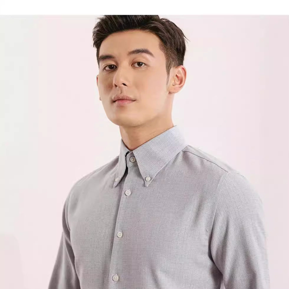 Non-ironing Men's Long-sleeved Casual Plaid Business Shirt