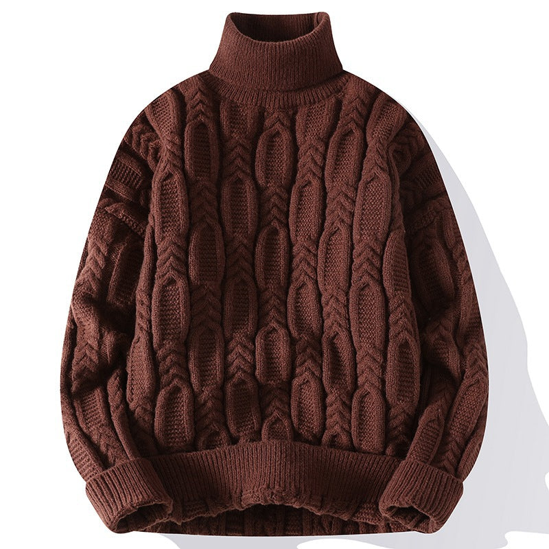 Mens Autumnwinter Turtleneck Cable-knit Sweater With A Casual Fit And Exceptional Warmth urbanhunterr