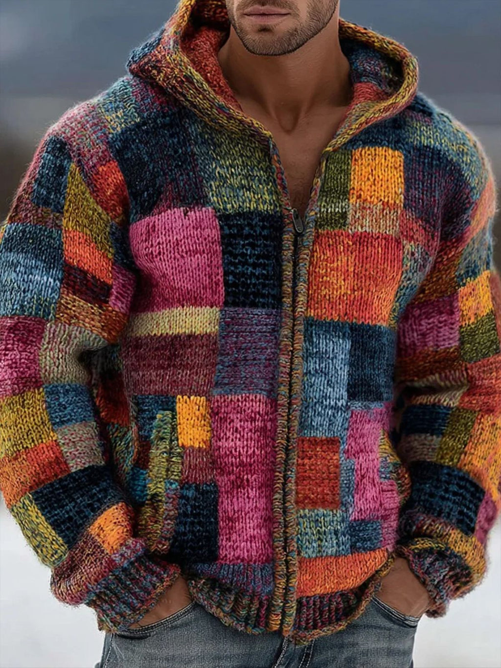 Christmas 3D Digital-Print Casual Zip-Up Hoodie