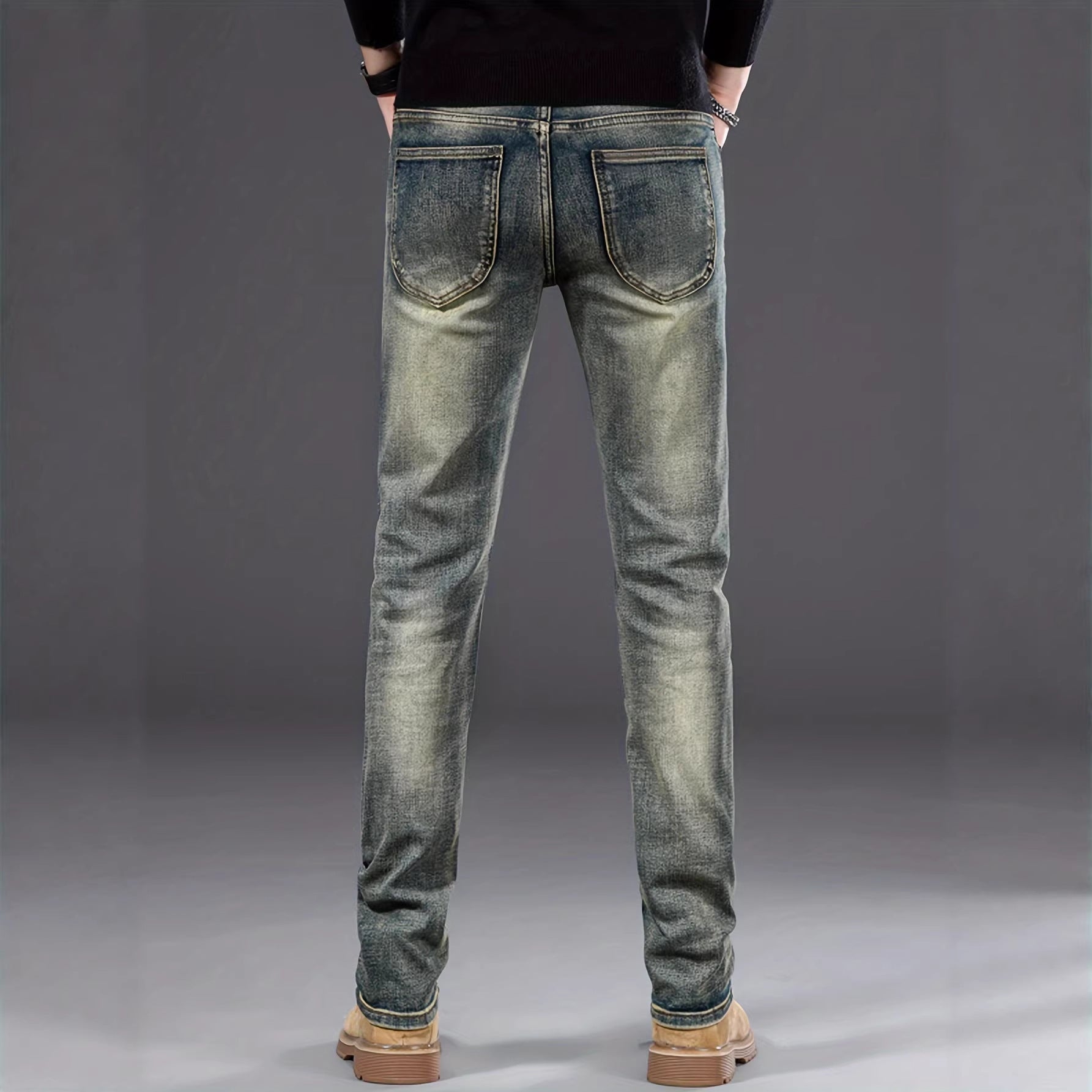 Mens Casual Stretch Slimming Retro Blue Skinny Jeans