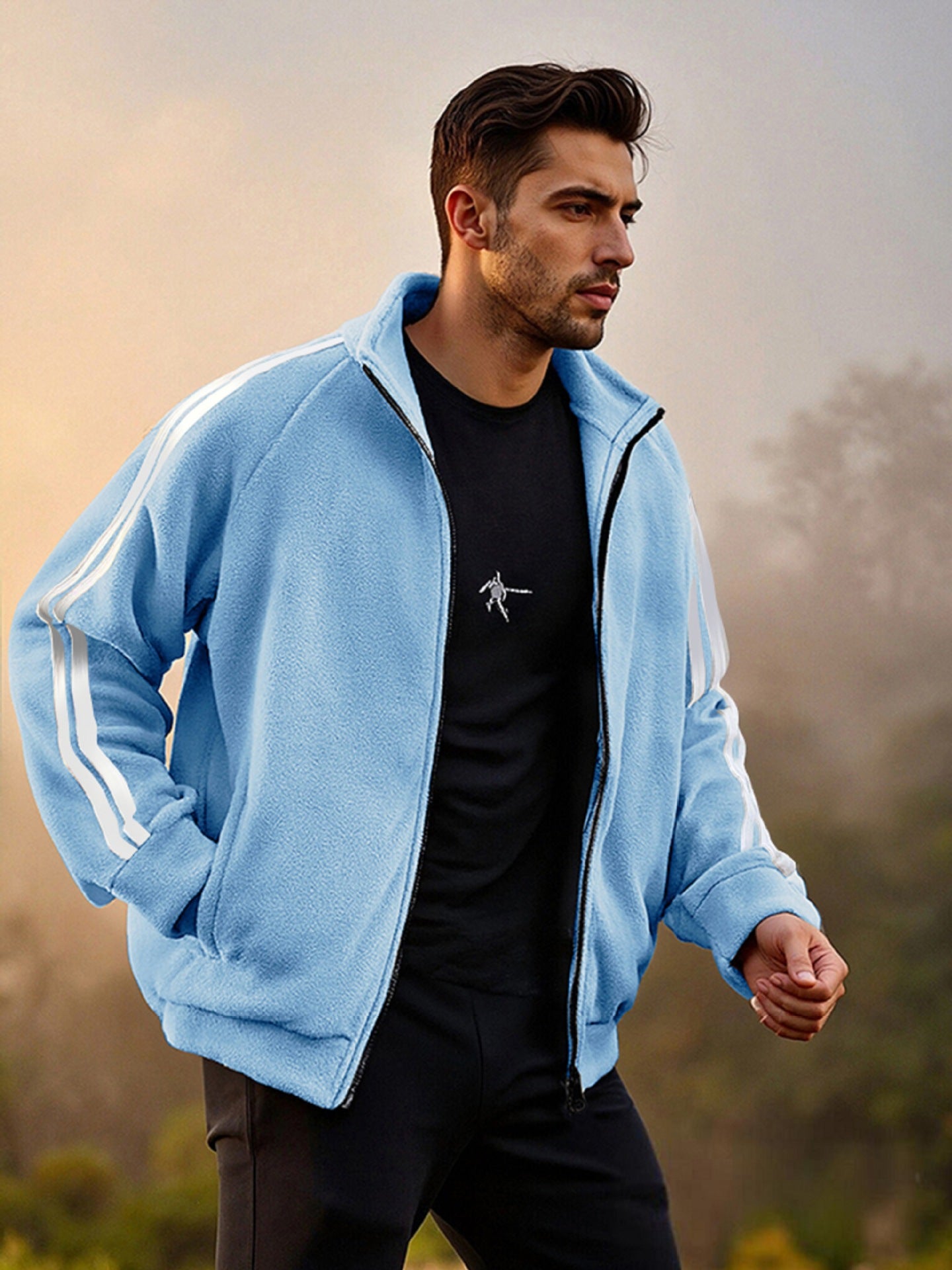 New Zipper Trend Versatile Men's Fleece Jacket