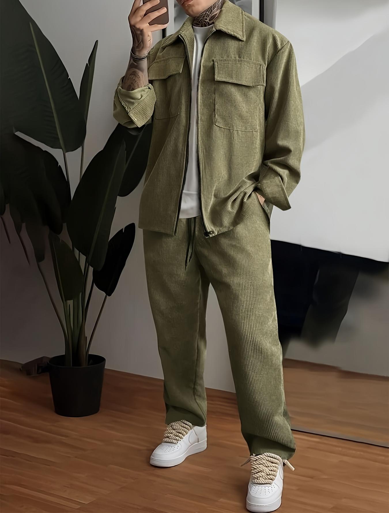 Men's Long Sleeve Lapel Shirt Trousers Suit