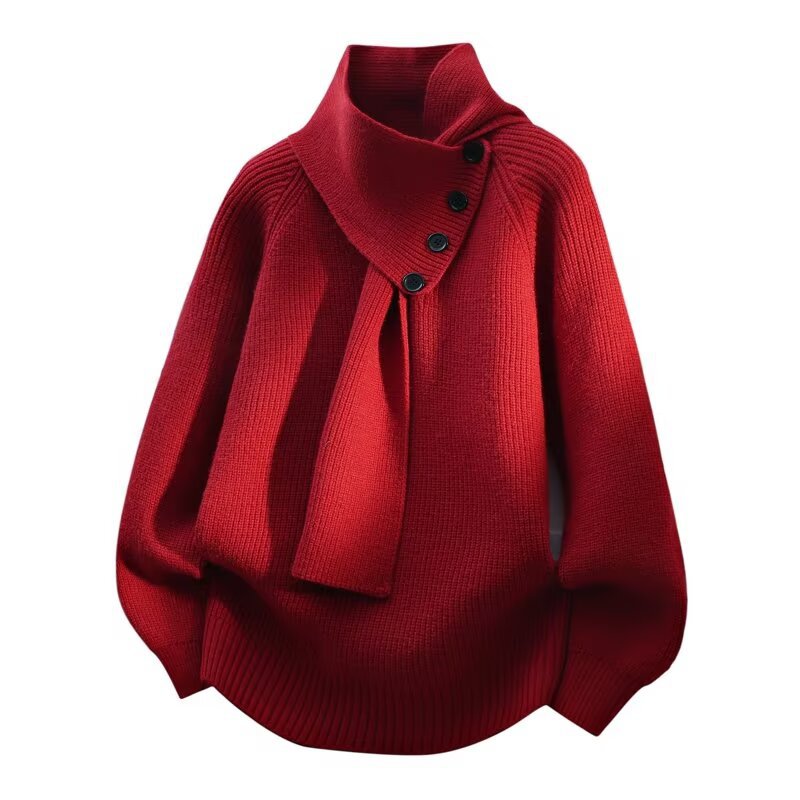 Mens Knitted Sweater With A Stylish Buttoned Design Offering A Loose Laid-back Fit