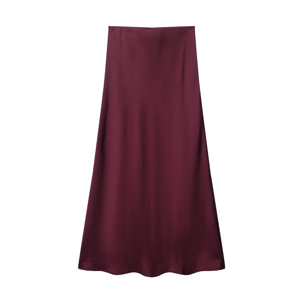 Womens Multicolor Satin-Feel High-Waisted Skirt