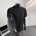 Mens Summer Black Striped Knitted Short-Sleeve Top