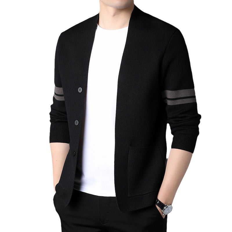 Mens Versatile Solid-color Knitwear For Business And Casual Wear