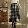 Thick Woolen Plaid Skirt With An Elastic Waist