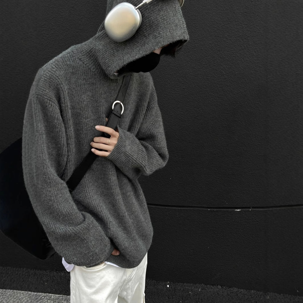 Laid-back Hooded Sweater For Men A Loose Casual Knit Top