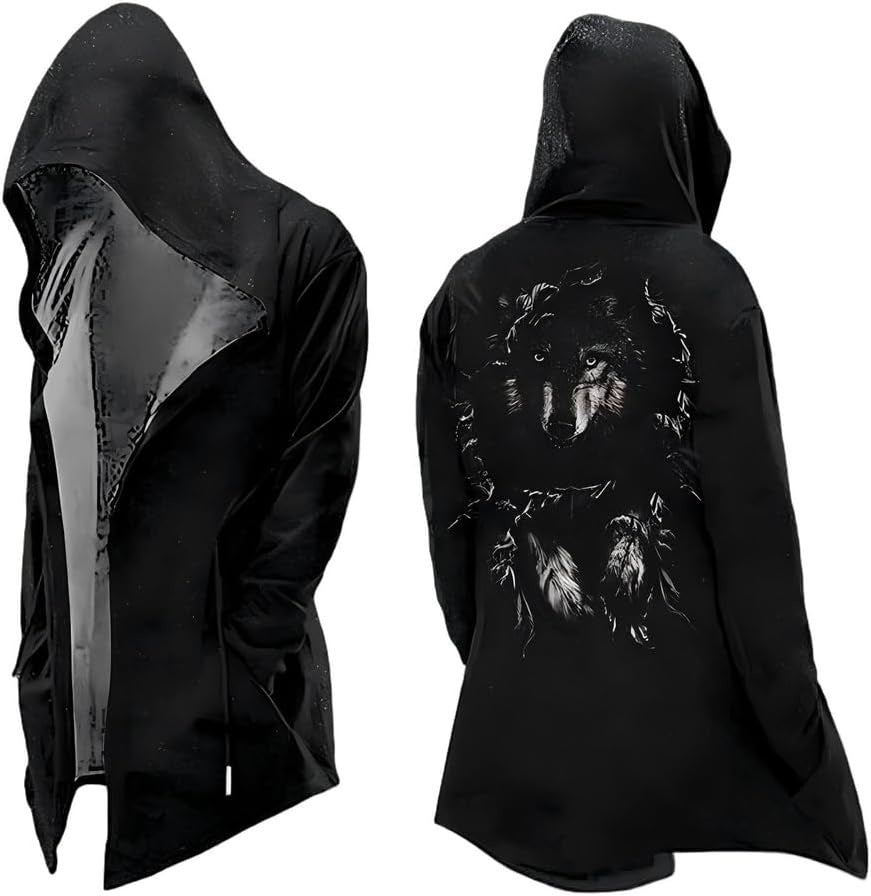 3D Digital Print Loose-Fit Hooded Sweater Cardigan Coat