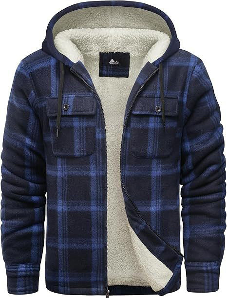 Thick Cotton Coat With Plaid Pattern Long Sleeves Loose Fit And Hood