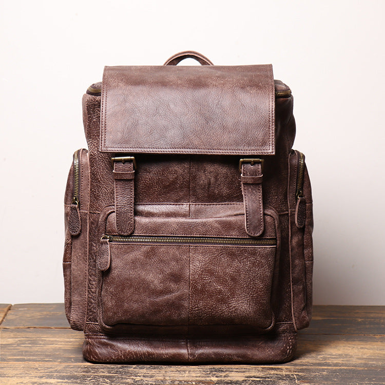 Retro Mens Genuine Leather Backpack