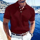Thread-knit V-neck Lapel Men's Casual Polo Shirt