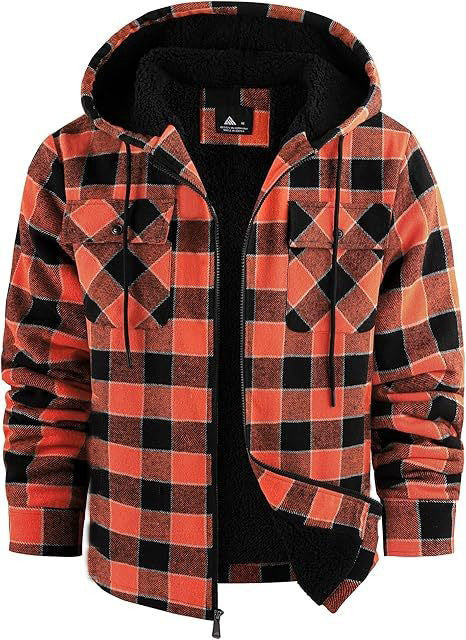 Thick Cotton Coat With Plaid Pattern Long Sleeves Loose Fit And Hood