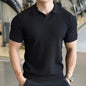 Men's Casual Knitted Polo Shirt With Short Sleeves And A Turn-down Collar