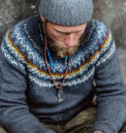 Mens Loose-fitting Long-sleeve Crew-neck Top