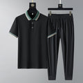Summer Quick-drying Breathable Casual Long Pants Men's Polo Shirt Two-piece Suit