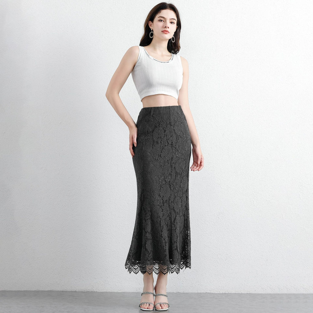 Hollow-out Rhinestone High-waist Figure-flattering Long Dress
