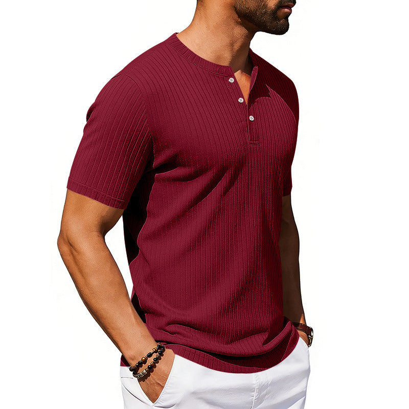 Athleisure Stretch Ribbed Short-Sleeve T-Shirt