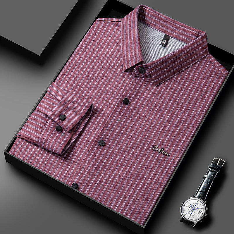 Men's Long-sleeved Shirt Fashion Casual Vertical Stripe Shirt