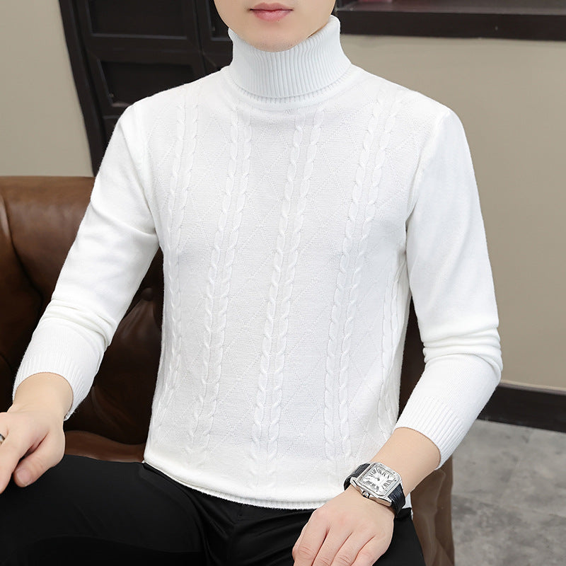 New Mens Turtleneck Sweater With A Twisted Cable Knit Design