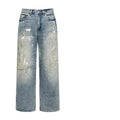 Neutral Wide Leg Mopping Dirty Splash-ink Distressed Design Jeans