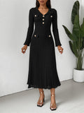 Long Sleeve Knit Dress with Waist-Cinching Design, Autumn/Winter Fashion Dress