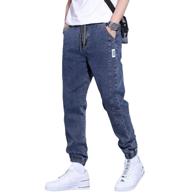 Youth Casual Harem Drawstring Elastic Elastic Beam Foot Type Men's Jeans