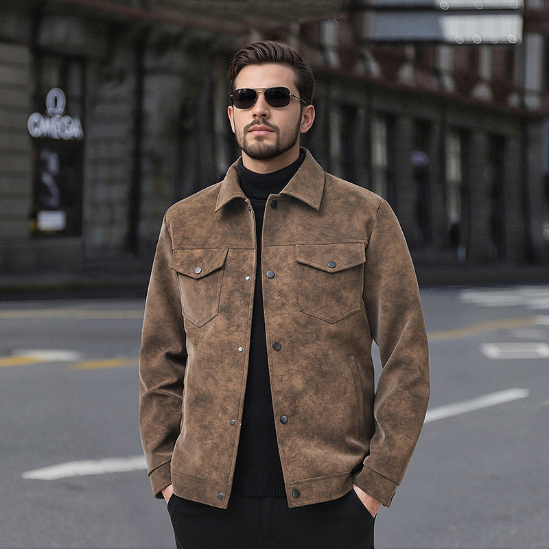 Men's Trendy Casual Streetwear Vintage American-style Leather Jacket