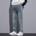 Mens Straight-Leg Loose-Fit Street-Style Wide-Leg Denim Jeans