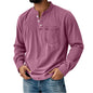 Printed Three-button Long-sleeve T-shirt For Young Men Casual