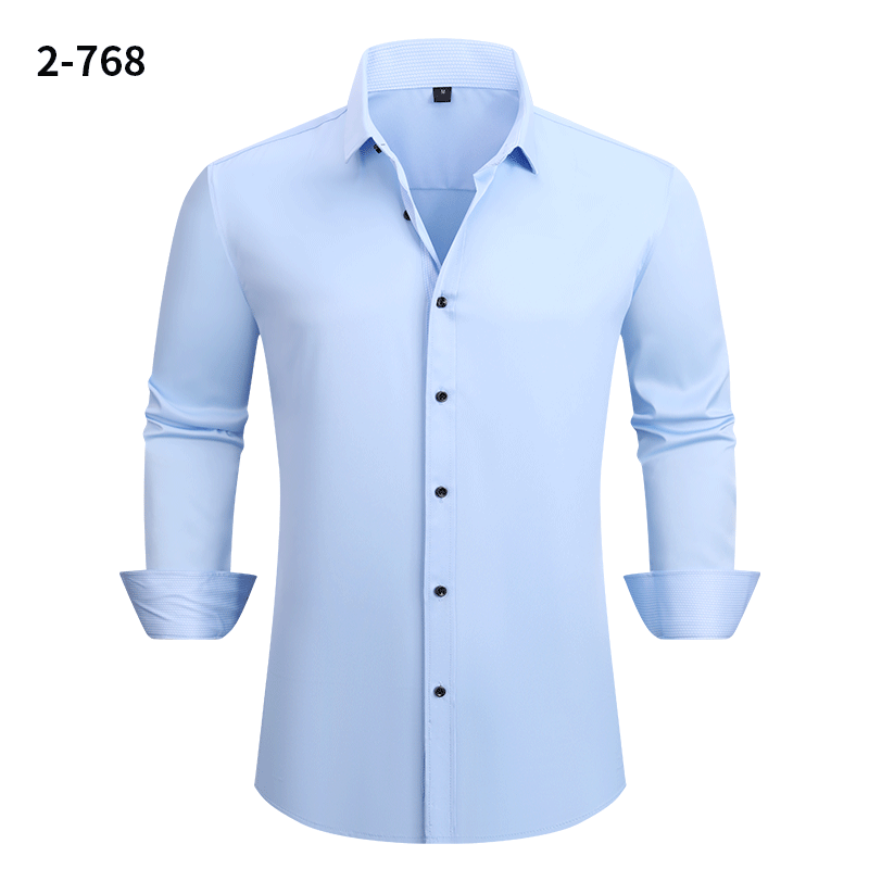 Men's Four-way Stretch Long-sleeved Shirt Color-blocking Business Casual