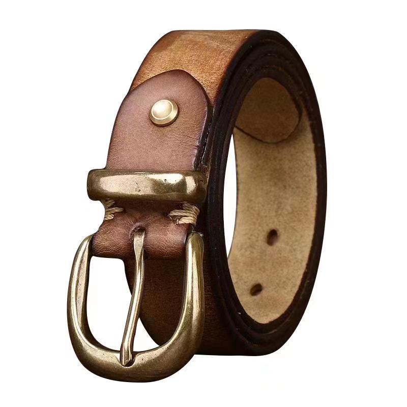 Leather Pin Buckle Vintage Distressed Cowhide Waistband