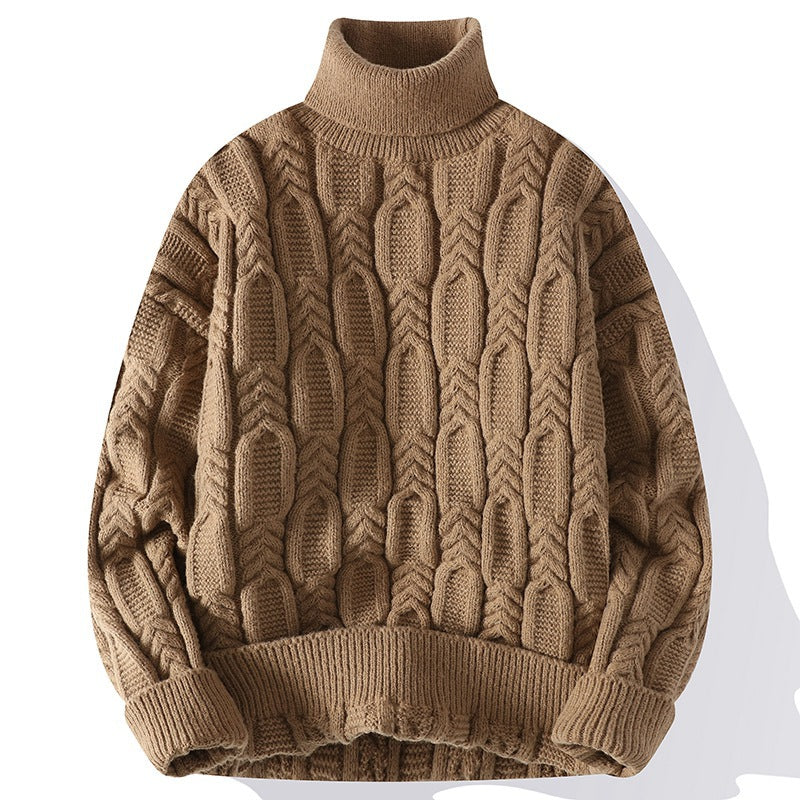 Mens Autumnwinter Turtleneck Cable-knit Sweater With A Casual Fit And Exceptional Warmth urbanhunterr