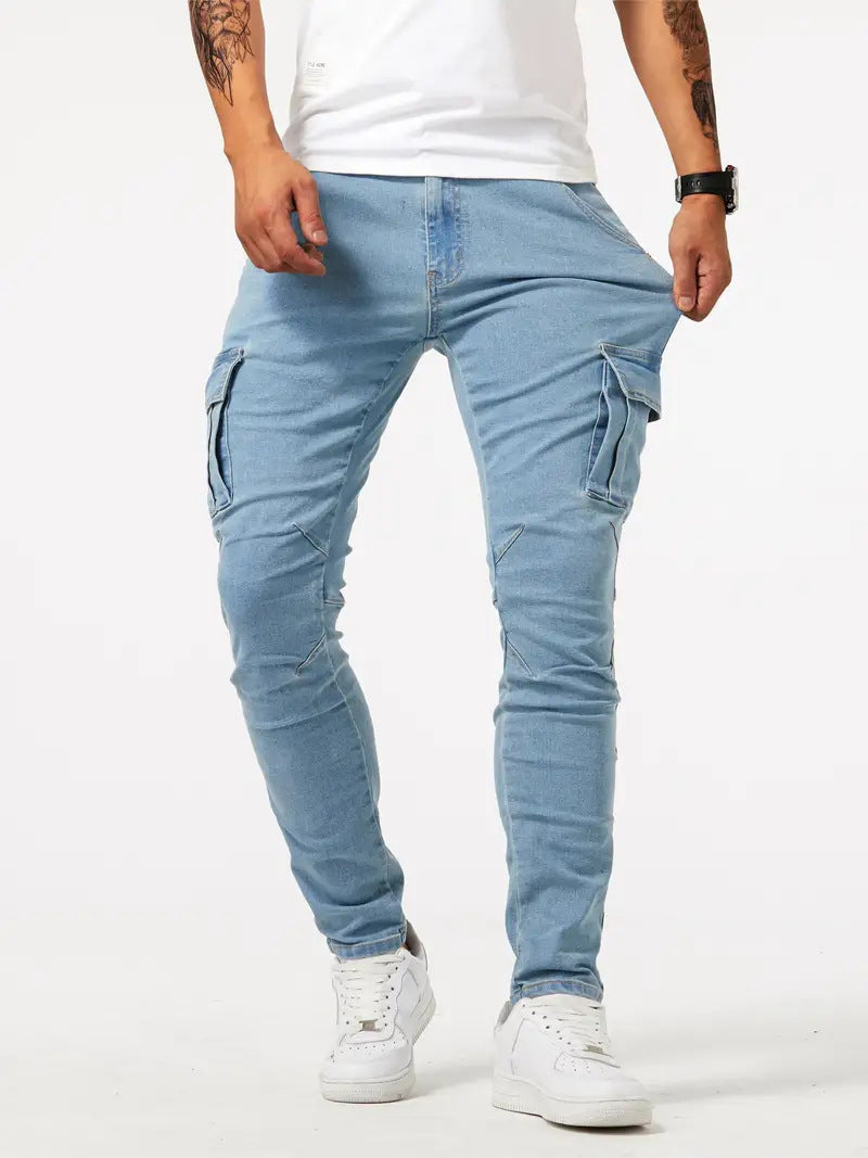 European And American Men's Side Pocket Skinny Jeans