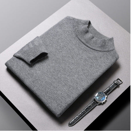 Solid Color Semi High Neck Wool Sweater