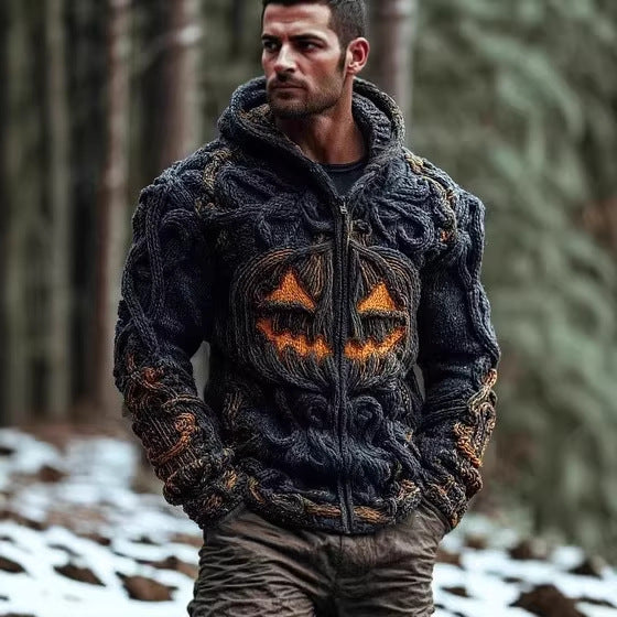 Mens Casual Printed Hooded Jacket In American High-Street Style