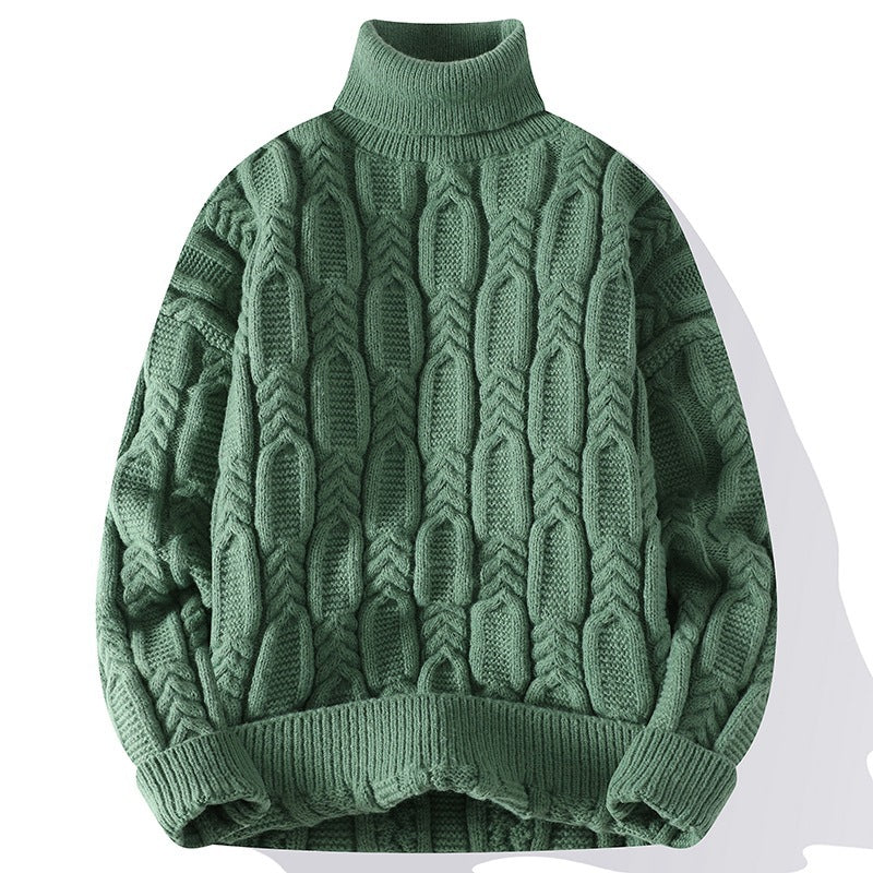 Mens Autumnwinter Turtleneck Cable-knit Sweater With A Casual Fit And Exceptional Warmth urbanhunterr