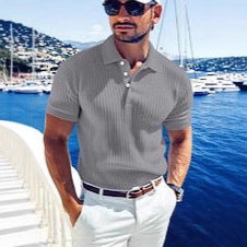 Thread-knit V-neck Lapel Men's Casual Polo Shirt