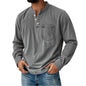 Printed Three-button Long-sleeve T-shirt For Young Men Casual