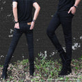 Mens Black Stretch Skinny Jeans Pencil Pants