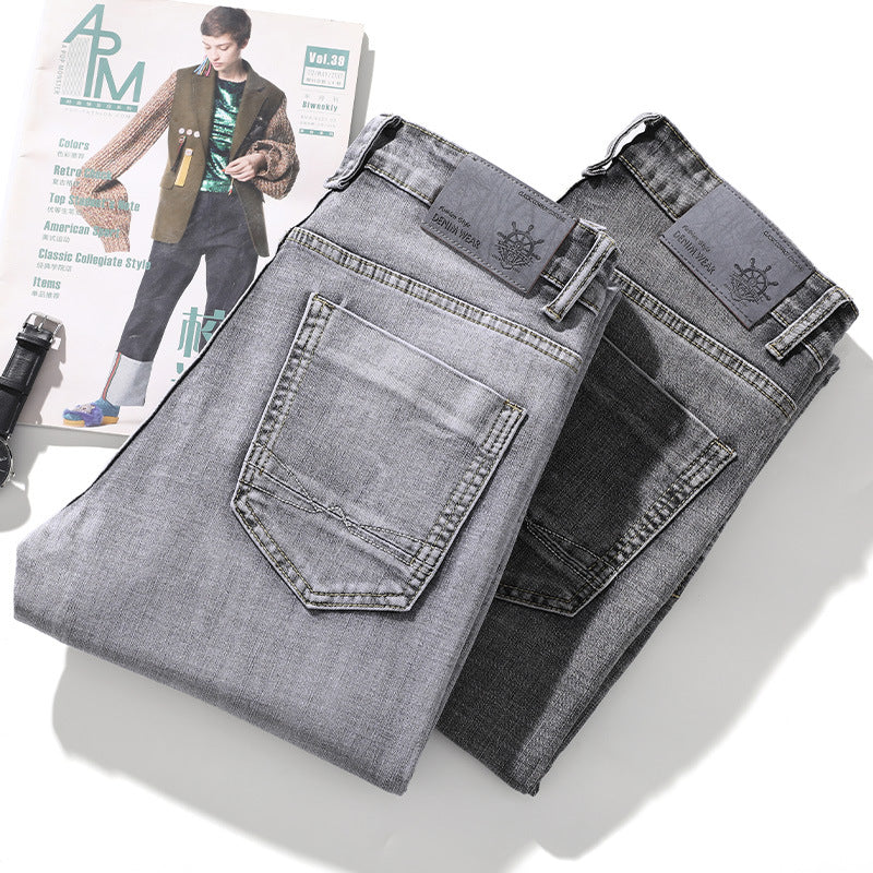Straight Elastic Trend Versatile Retro Nostalgic Jeans For Men