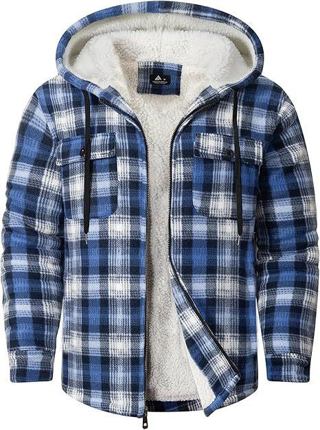 Thick Cotton Coat With Plaid Pattern Long Sleeves Loose Fit And Hood