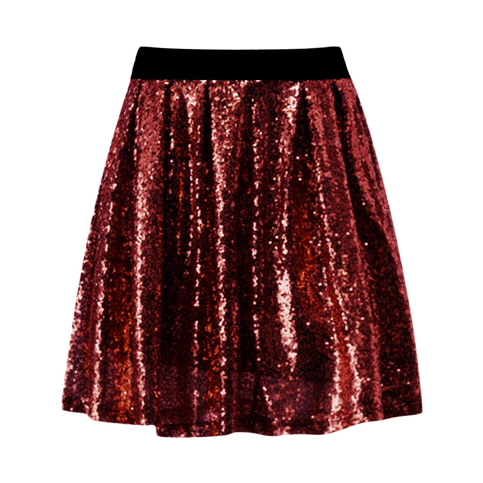 Sequin Elastic-Waist Pleated Skirt For Women