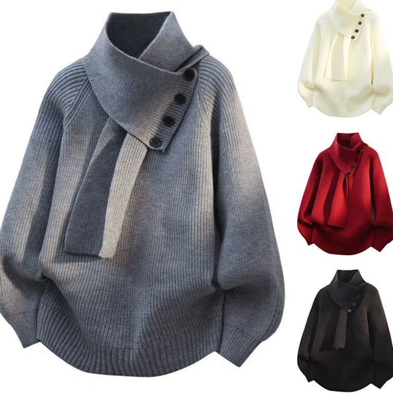 Mens Knitted Sweater With A Stylish Buttoned Design Offering A Loose Laid-back Fit