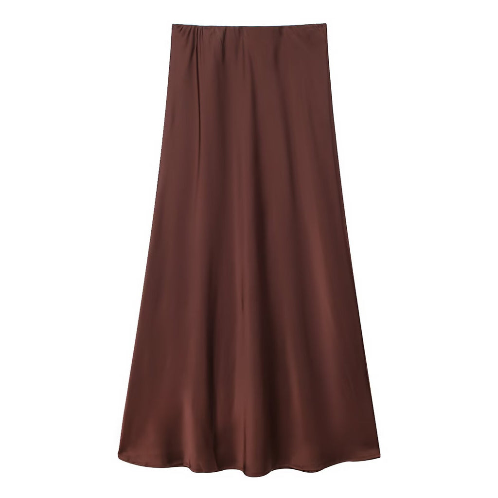 Womens Multicolor Satin-Feel High-Waisted Skirt